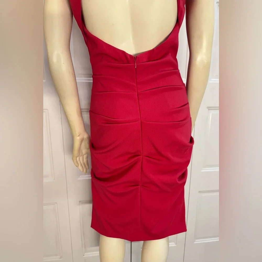 Nicole Miller Hot Pink Open-Back Ruched Sheath Dress - Size 4 - EUC